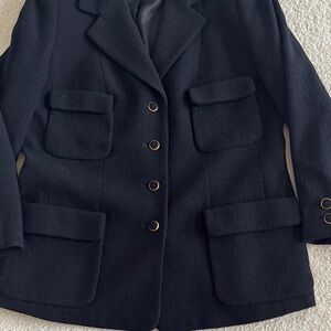 Vintage Rena Lange Black Women's Blazer with Gold Accent Buttons